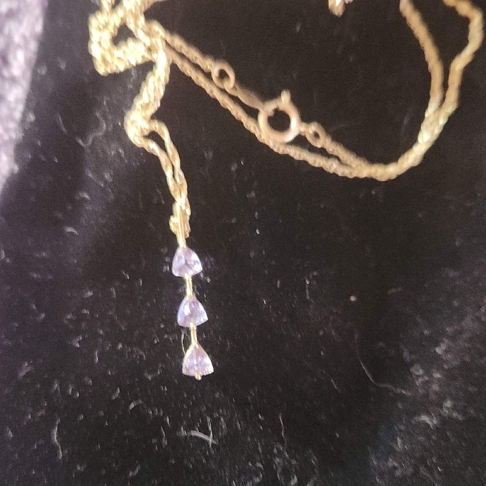 Three Stone Tanzanite Necklace